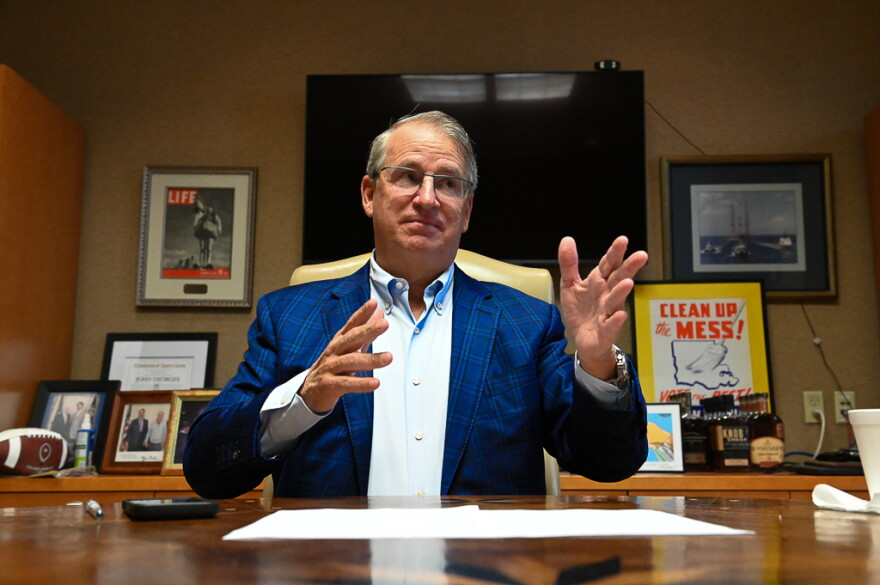 Georges gestures during an interview at his desk at Imperial Trading Company in Harahan, Louisiana. “You think we’re getting a little too close to Meta?” Georges asked. “I’m not afraid of the sun. You know — Icarus? I’ll get as close to the sun as I can.”