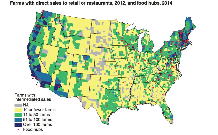 Source: USDA Economic Research Service, datat from Census of Agriculture, 2012; USDA Agricultural Marketing
