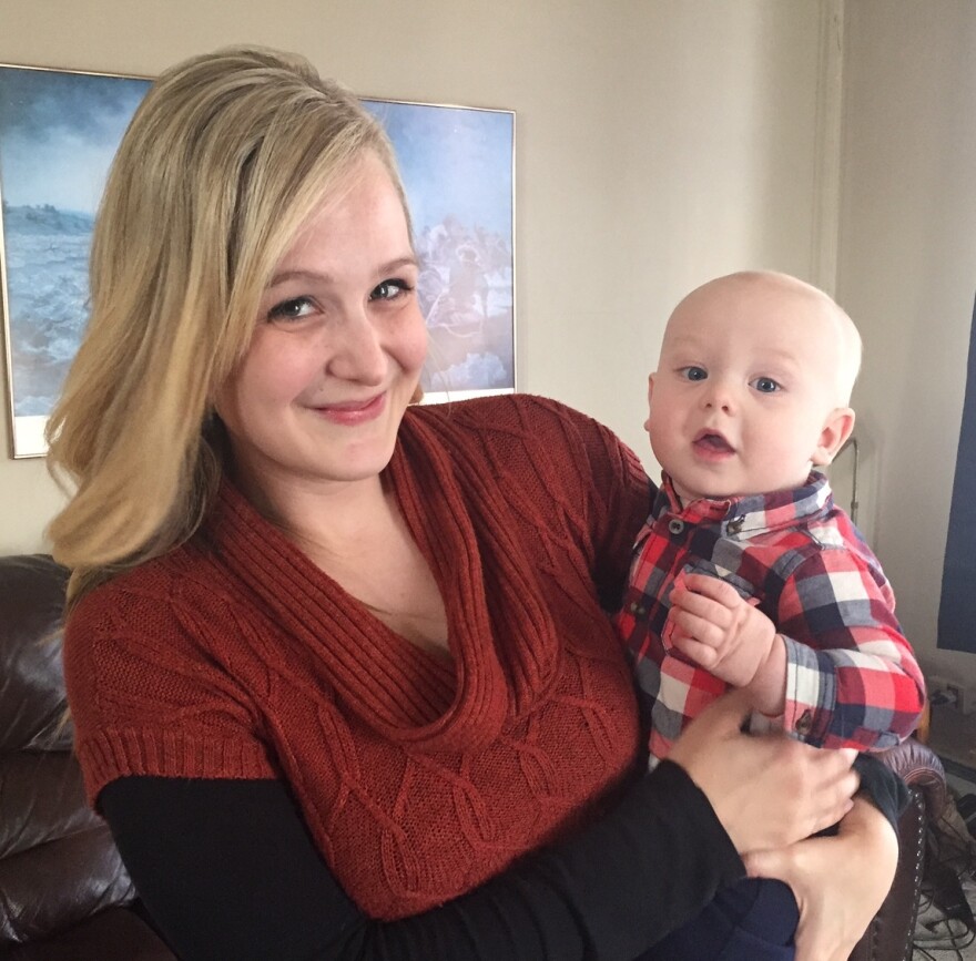 Kelsey Kurtinitis met her husband, Joel, working for Ron Paul's campaign in 2012. They now have a son, Judah, seen with Kelsey in their home in Perry, Iowa. The couple now supports Sen. Ted Cruz.