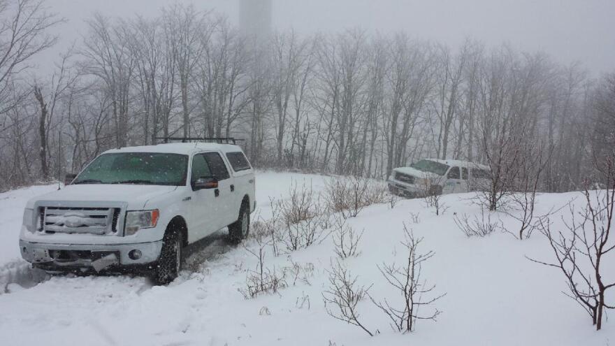 The road up to the MPBN-TV transmitter in Mars Hill