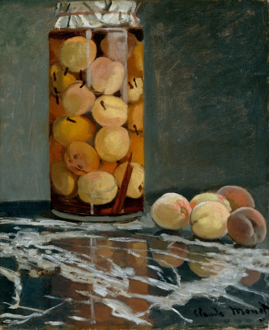 Monet's<em> Jar of Peaches</em>, circa 1866. The artist grew peaches along the wall of his kitchen garden.