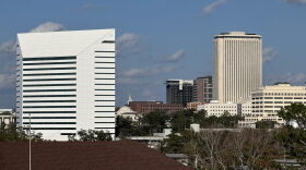 The Turlington Building, which houses the Florida Department of Education, stands in the foreground, with the Tallahassee skyline, including the Capitol building, beyond. Photo taken from the FAMU campus on Dec. 31, 2024.