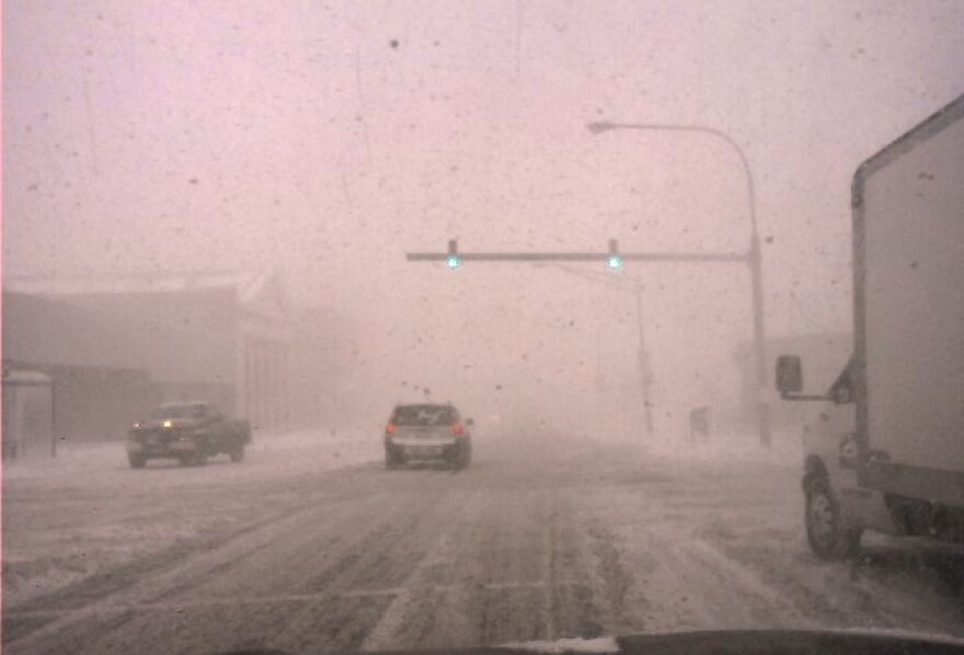 White out conditions along Main Street, Buffalo
