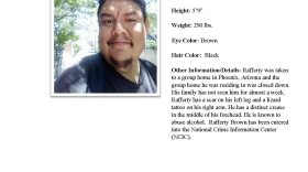 The Navajo Police Department says Rafferty Brown went missing after his Phoenix group home closed down.