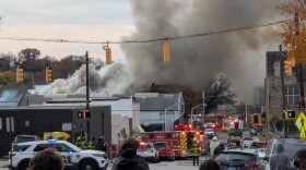 A view of a fire on the 400 block of W. 23rd Street in Baltimore on November 7, 2025. 