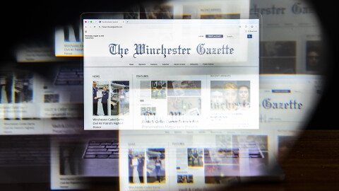 The Winchester Gazette launched its website in August 2023. Questions about its owners and journalism have persisted ever since. Photo illustration