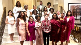 Mayor Gina Ortiz Jones poses for a photo with recipients and hosts at the 2026 Bravery Brunch.