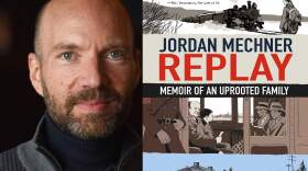 Jordan Mechner and the cover of "Replay: Memoir of an Uprooted Family." (Courtesy)