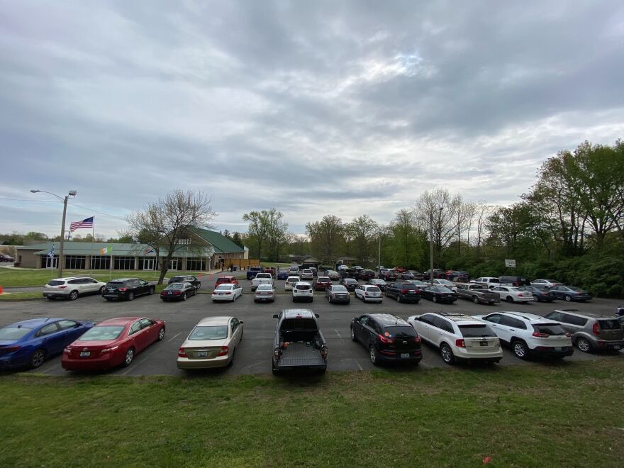 Cars in the parking lot of On Fire Christian Church