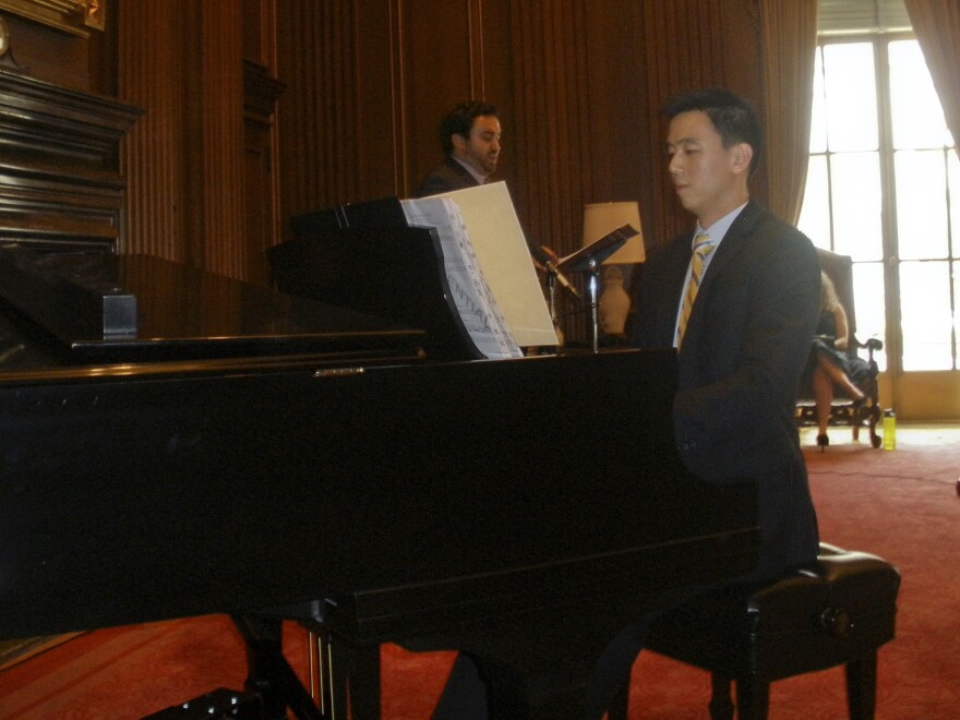 Derrick Wang, pianist and composer, and Peter Scott Drackley, tenor, perform a preview of the opera <em>Scalia/Ginsburg.</em>