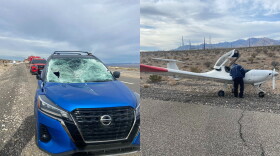 Nevada State Police investigate a crash involving a plane on Jan. 7, 2022.