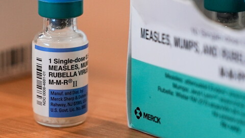 A vial of the measles, mumps and rubella vaccine is on display at the Lubbock Health Department Wednesday, Feb. 26, 2025, in Lubbock, Texas.