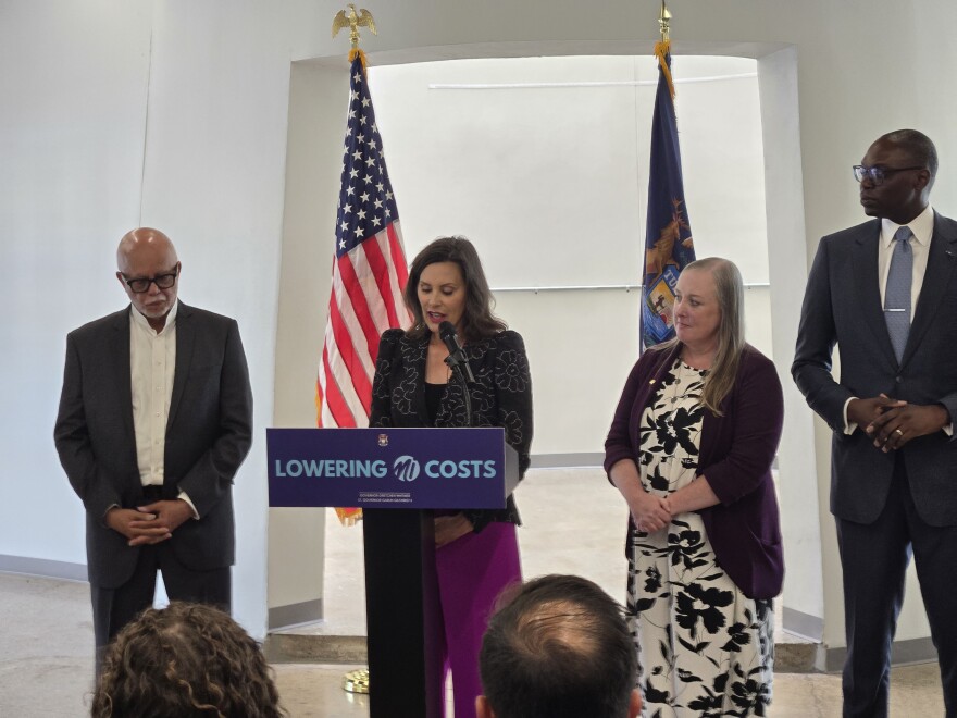 Governor Gretchen Whitmer announces the potential elimination of medical debt for approximately 200,000 Michiganders in a press conference.
