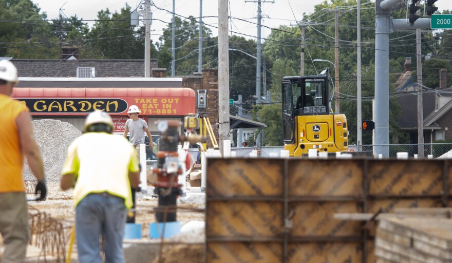The foundation of the building is under construction.