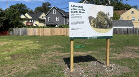 A sign at 354 Driving Park Ave., Rochester, informing passers-by of the city's plans to turn the lot into a forest.