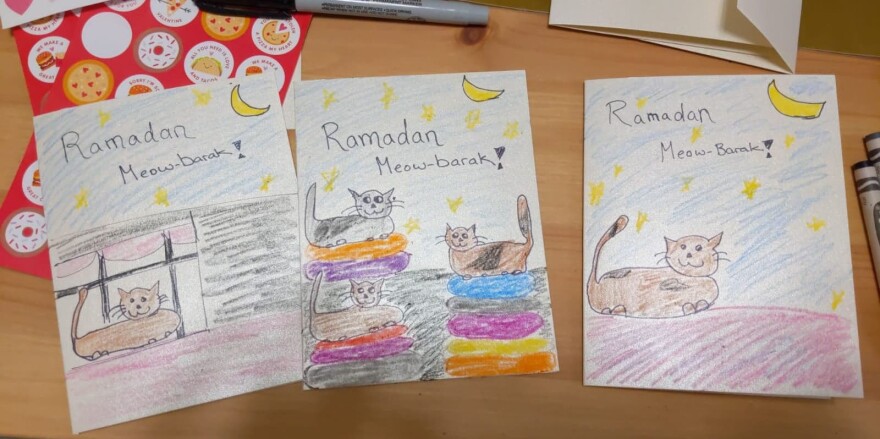 Homemade Ramadan cards Sarah Alfaham made for a card exchange she and her friends organized to replace the planned community potluck.