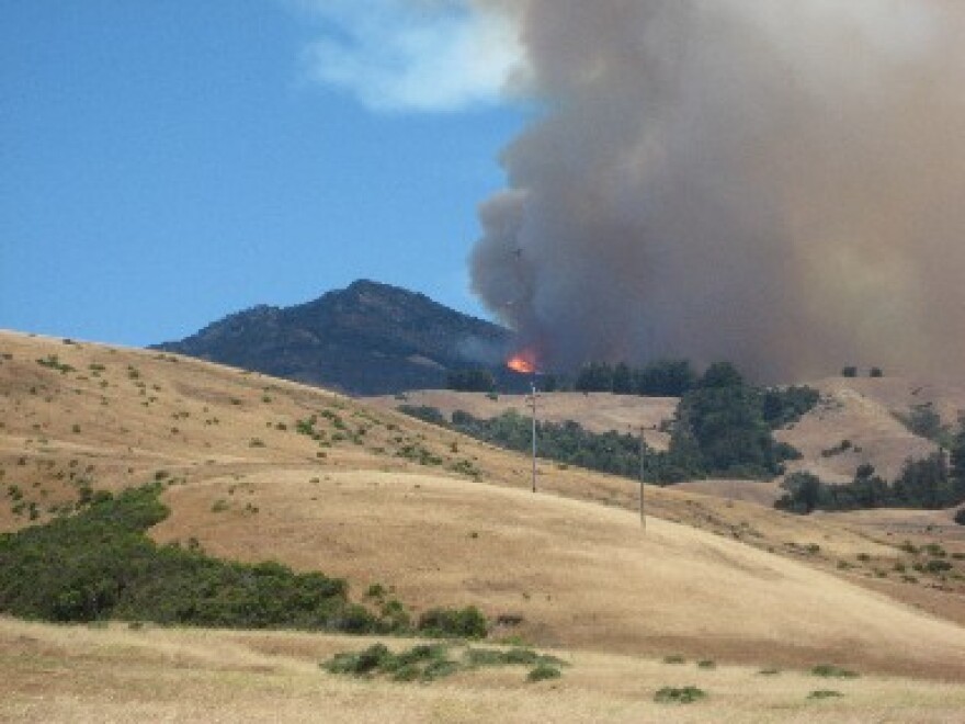 The Basin Complex Fire burns just off Highway 1 near Andrew Molera State Park.