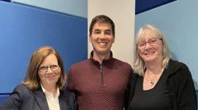 From left: Republican Kari MacRae, Democrat Dylan Fernandes, and host of The Point Mindy Todd. MacRae is challenging Fernandes for the State Senate seat in the Plymouth and Barnstable District.