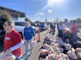 Hundreds line up at San Antonio Food Bank distribution event at Boeing Tech Port Arena
