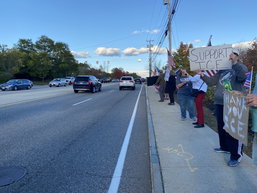 Counter protestors gathered in Scarborough to voice support for ICE on Wednesday, Oct. 8th, 2025.