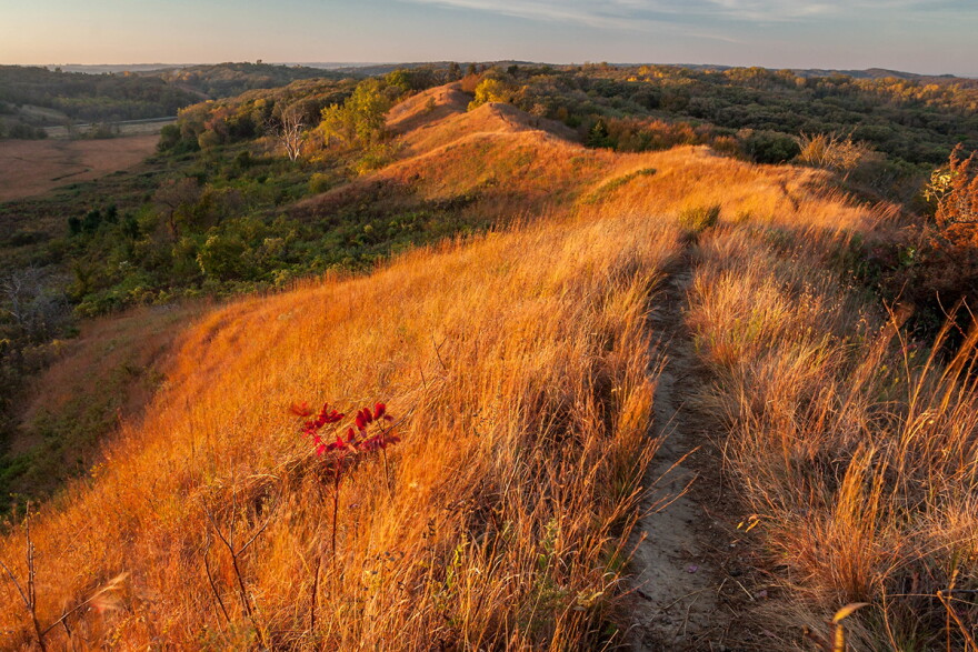 The sun rises over the Loess Hills.