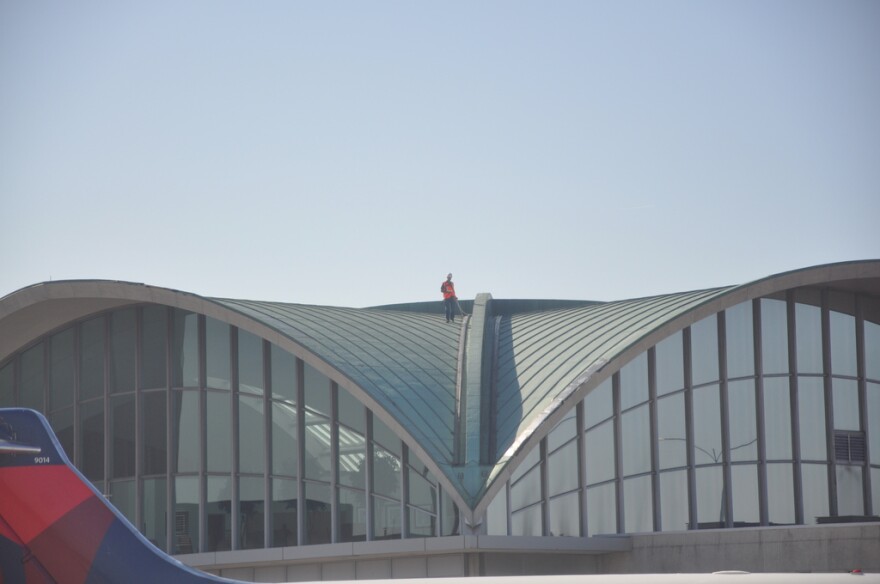 The Lambert International Airport roof was installed in 1956 and sustained damage from a tornado in 2011.