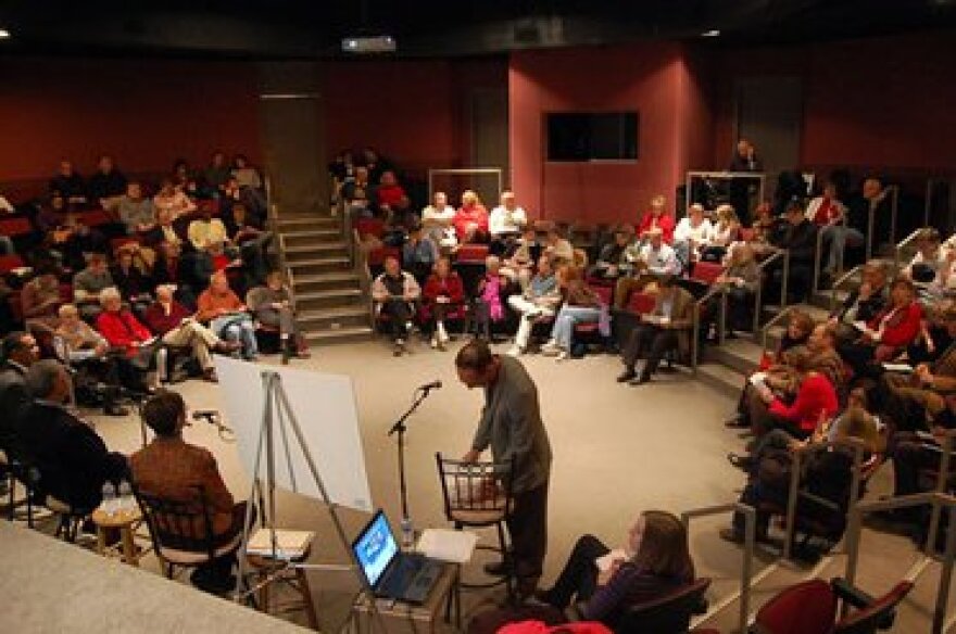 Audience and panel at the Public Conversation: Religion in Public Life. Click to view more photos from the event.