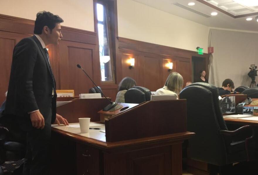 Rep. Neal Foster, D-Nome, describes the compromise budget passed by a conference committee. The House passed the budget by a 22-15 vote on Sunday. (Photo by Andrew Kitchenman/KTOO and Alaska Public Media)