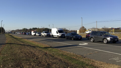 In this 2017 file photo, traffic backs up during the morning rush hour in Centreville, Va., on northbound Route 28.