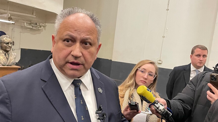 Navy Secretary Carlos Del Toro says Navy can sustain fighting in the Middle East, at change of command in Norfolk. Jan. 12, 2024. Steve Walsh