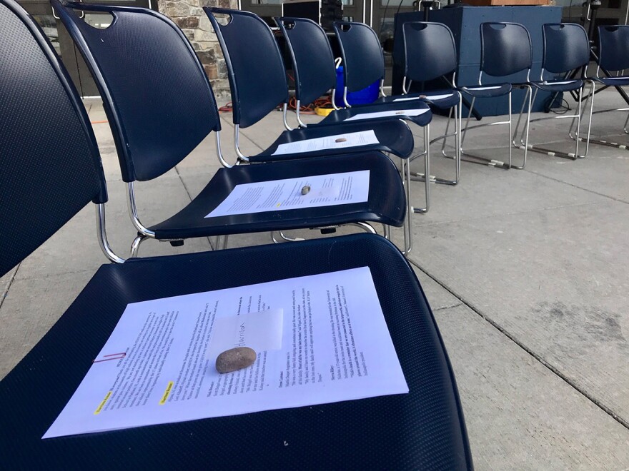 Students at Glacier High School in Kalispell, MT memorialized the Parkland shooting victims on March 14, 2018 by placing 17 empty chairs outside, one for each of the victims.