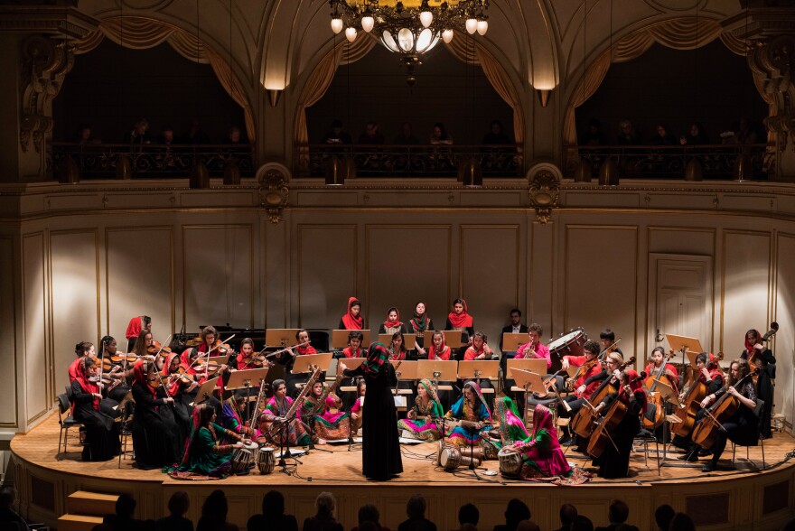 The Zohra orchestra performs in Zurich, Switzerland.