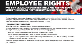 A guidance poster issued by the Department of Labor for employers to follow new paid leave rules.