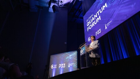 Gov. JB Pritzker speaks at the Global Quantum Forum in Chicago in July 2025.