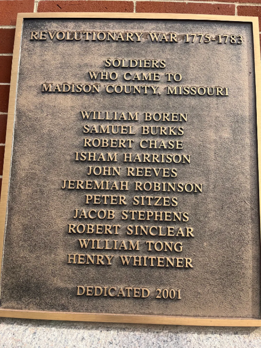 Plaque dedicated by the Capt. Henry Whitner Chapter NSDAR; Mounted on the Madison County Courthouse in Courthouse Square, Fredericktown, Missouri