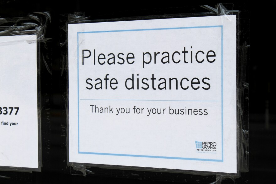 Businesses that remain open must adhere to CDC guidelines on social distancing – providing enough room to maintain six feet of distance between people.
