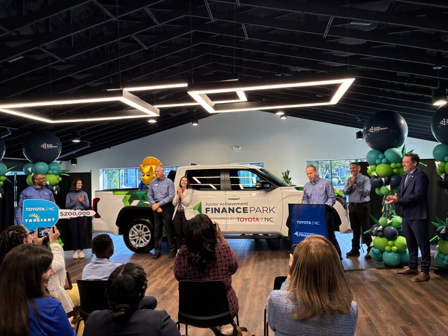 Officials with Truliant, Toyota and Junior Achievement announced the launch of "Finance Park Mobile" at a press conference in Greensboro on Sept. 28, 2026.