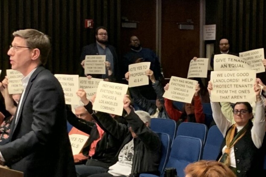 The public came out in support of renters' rights at the council meeting.