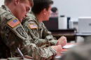 Military members in a classroom
