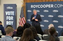 Democratic U.S. Senate candidate Roy Cooper speaks at a campaign event in uptown Charlotte on Tuesday, Oct. 27, 2026.