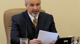 Sen. Pete Kelly, R-Fairbanks, speaks at a Senate Majority press availability in February 2017. Kelly has proposed a bill that would require Medicaid recipients to work or volunteer. (Photo by Skip Gray/360 North)