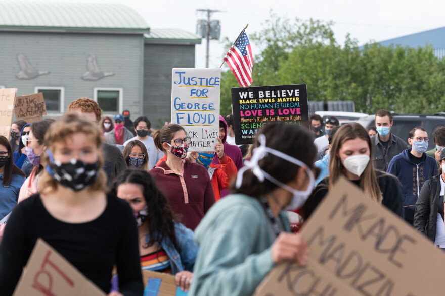 Protesters gather in Bethel to support the Black Lives Matter movement on June 2, 2020.
