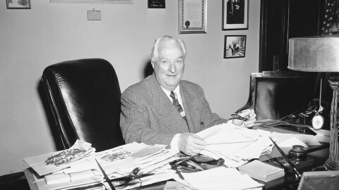 Sen. Pat McCarran (D-Nev) at his desk in Washington on Dec. 9, 1949 . (AP Photo/ Henry Burroughs)
