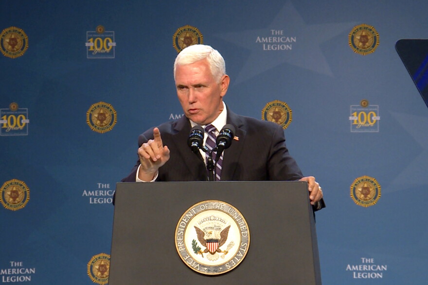 Vice President Mike Pence spoke to hundreds in Indianapolis at the American Legion's national convention.