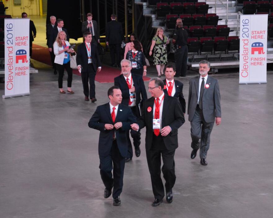 RNC Chairman Reince Priebus tours the Q during a visit last year in Cleveland. (Nick Castele / ideastream) 