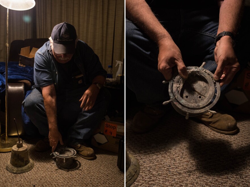 Michael Krzanich salvaged his grandfather's ships clock. Though it was damaged by the fire, he can't get rid of it. "This clock has been in my life since I was born," Krzanich says. "That's how long my grandpa had it. And I watched him wind it every week — every Sunday."