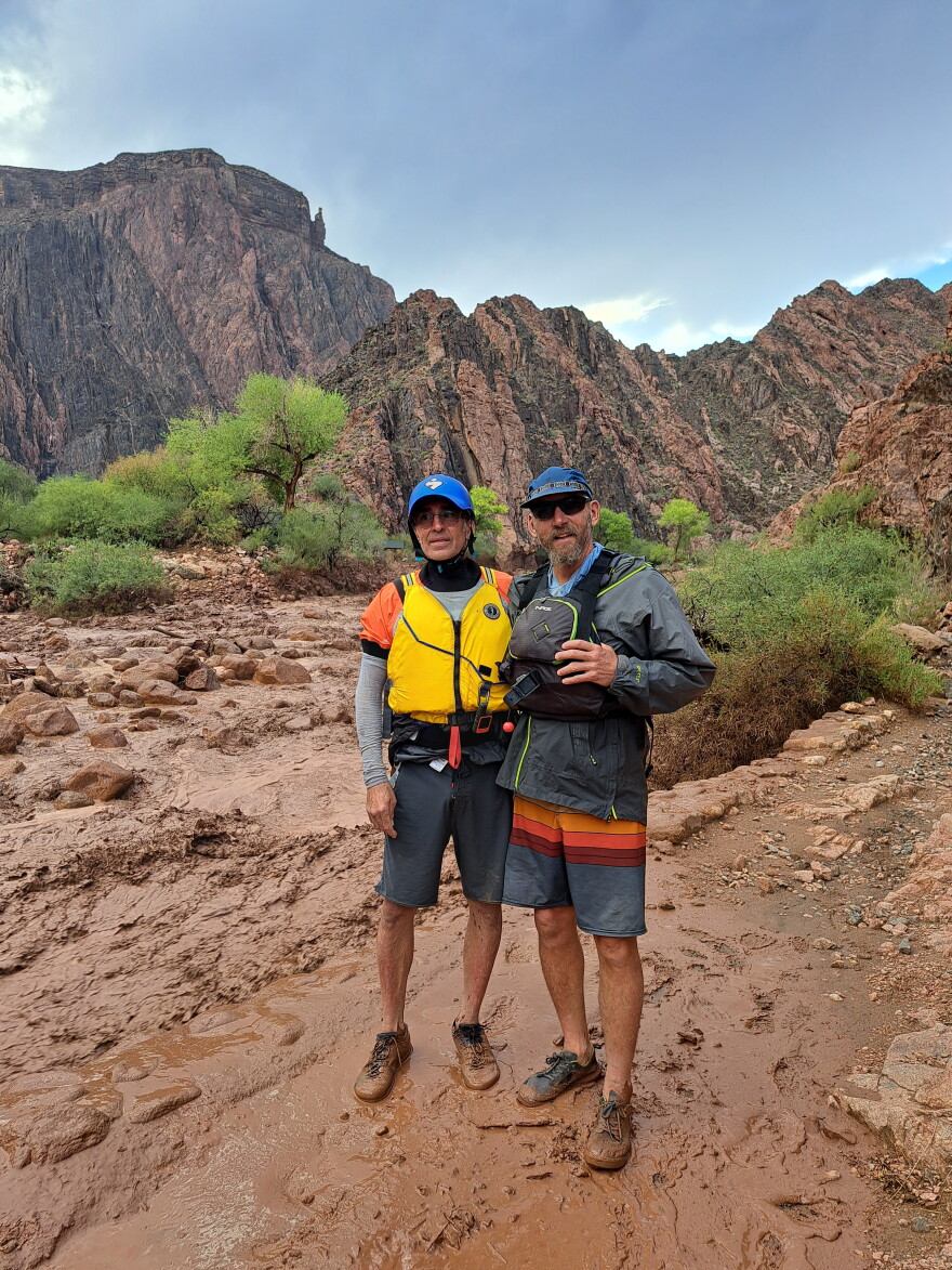 Rob Decot poses with another member of the trip near Bright Angel Creek, Aug. 29, 2026.