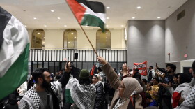 Supporters of a ceasefire resolution in Gaza at the Bridgeport City Council chambers on Jan. 2, 2023 in Bridgeport, Conn. The resolution which is nonbinding, passed 14 to 2.