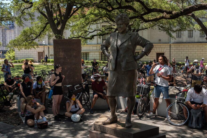 One of the stops on the Austin Black History Social Ride is the Barbara Jordan statue on the UT Austin campus. 