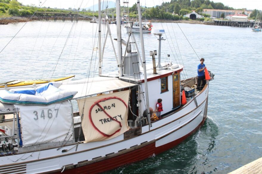 Some of the fisherman are worried the Governor will agree to a Pacific Salmon Treaty that deepens cuts to Alaska’s king salmon fishery. (Photo by Emily Kwong/KCAW)